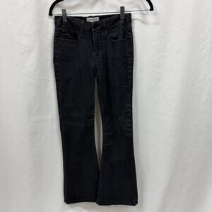 Frame Denim Le Crop Mini Boot Black Midnight Blue Mid Rise Cotton Blend 25